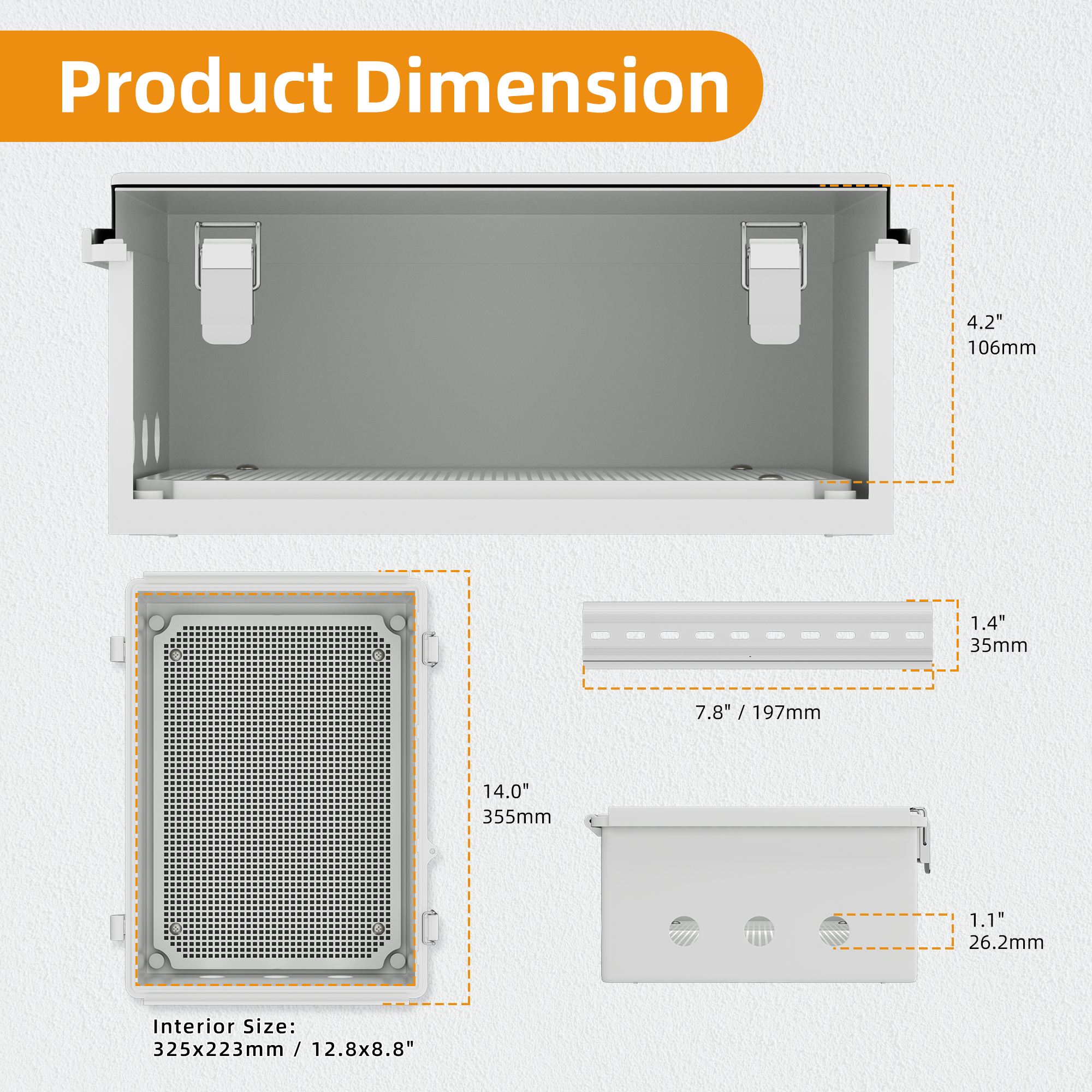 250X350X150MM ABS Grey Outdoor Junction Box Electrical IP67 Outdoor Electrical Box Wall Mounted Waterproof Plastic Junction Box