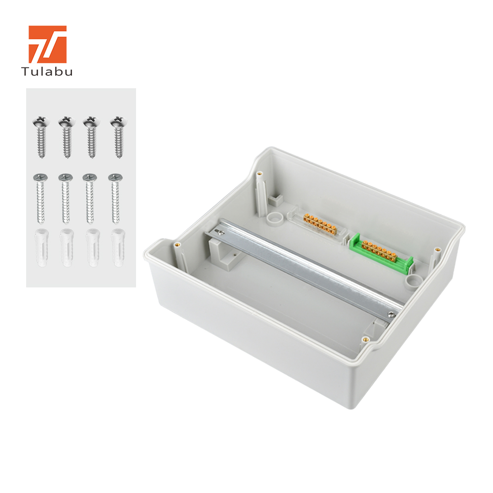 Tulabu Outdoor IP65 Waterproof Plastic Power Distribution Box Ha Series 5-9-12-18way 63A AC Surface Mount Mcb Box