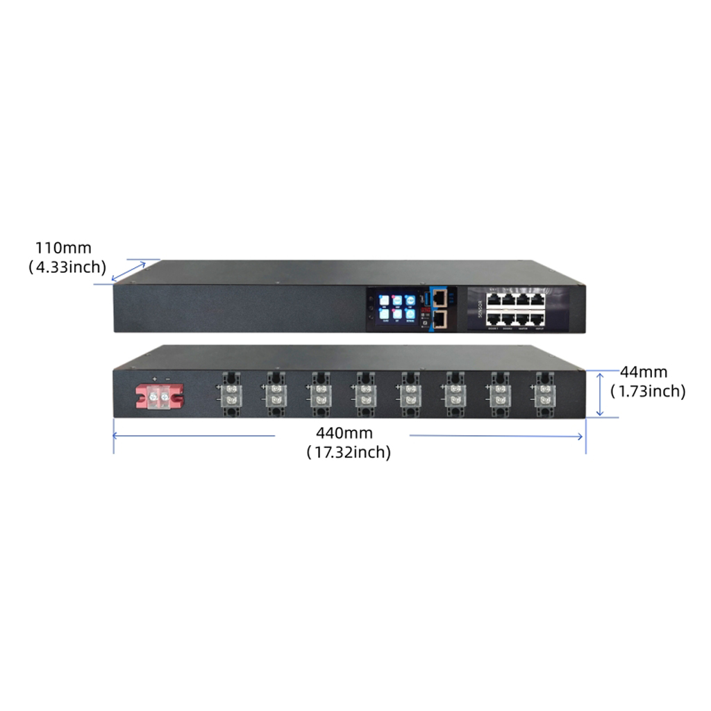 DC PDU Smart Power Distribution Unit 8-Port Terminal Block 12V 24V 48V 400V MODBUS MQTT TELNET OEM/ODM
