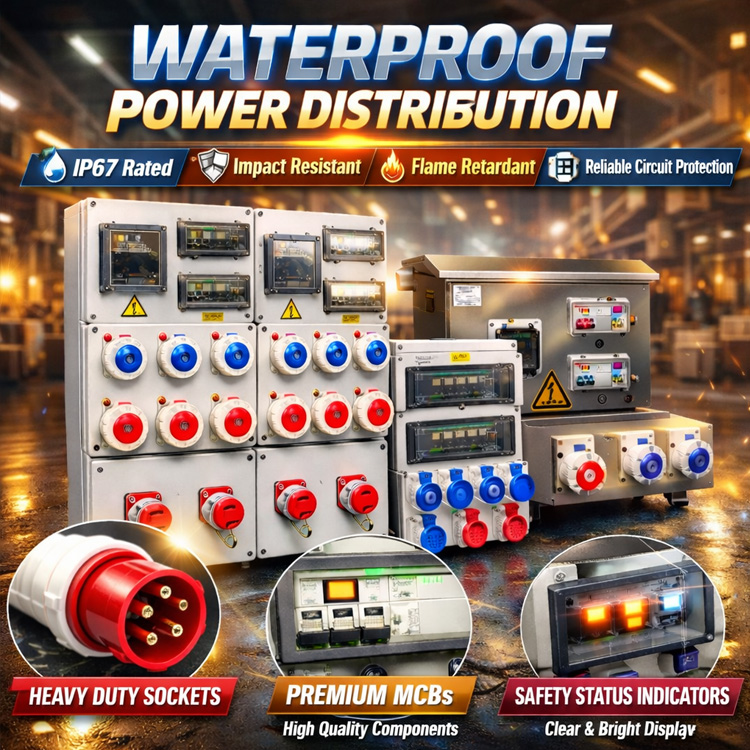Portable Industrial Combined Distribution Box Waterproof Aviation Socket 32A Outdoor Plug Socket Wall-mounted Or Portable
