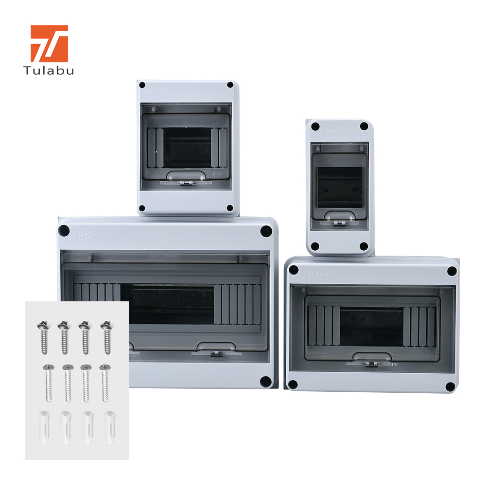 Tulabu HT Series IP65 Waterproof ABS Transparent Outdoor Circuit Breaker Distribution Box with 8 Sockets 20A 110V