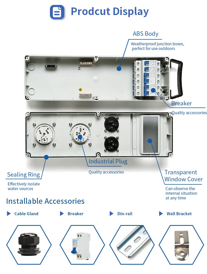 Portable Distribution Box Electrical Modular Panel Waterproof Socket Box