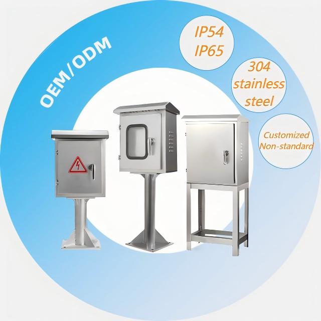 Custom CE Certified Outdoor Brushed Surface Stainless Steel IP65 Weatherproof Portable Floor-standing Distribution Box