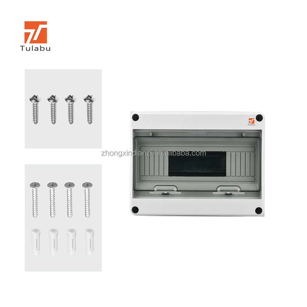 Tulabu HT Series IP65 Waterproof ABS Transparent Outdoor Circuit Breaker Distribution Box with 8 Sockets 20A 110V