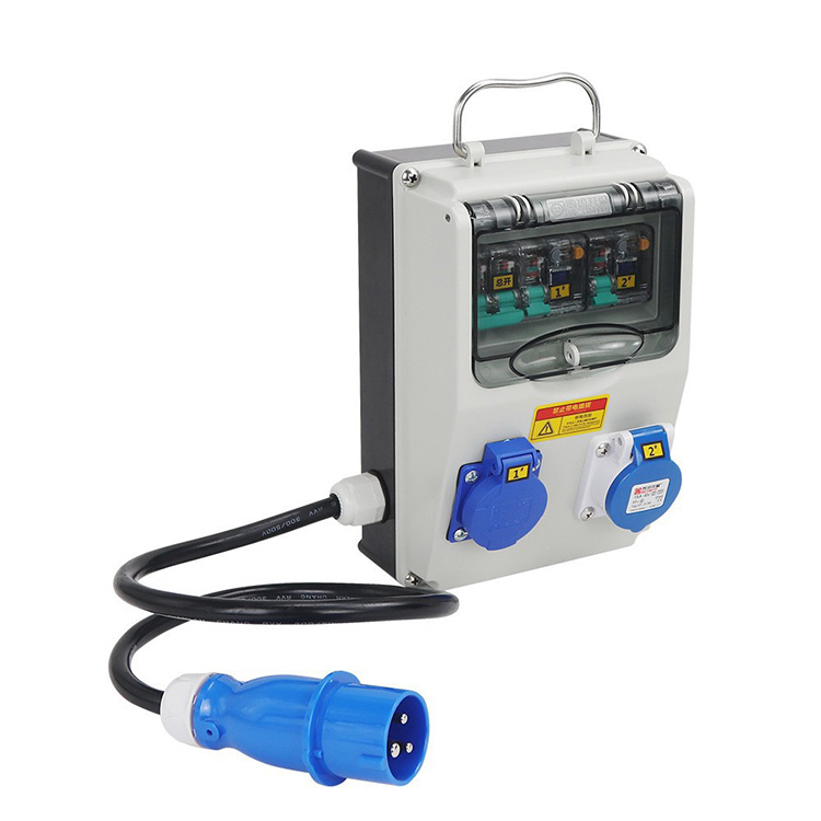 Portable Industrial Combined Distribution Box Waterproof Aviation Socket 32A Outdoor Plug Socket Wall-mounted Or Portable