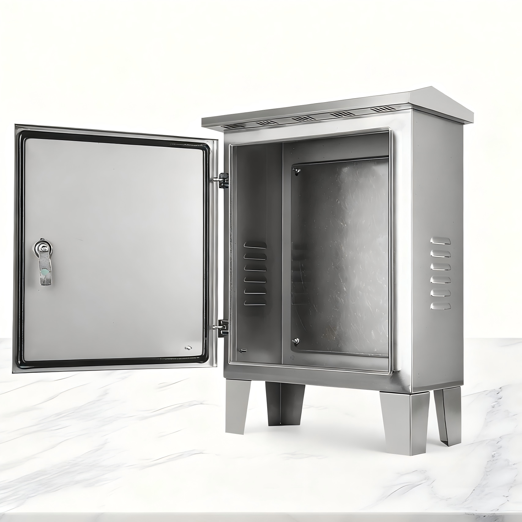 Custom CE Certified Outdoor Brushed Surface Stainless Steel IP65 Weatherproof Portable Floor-standing Distribution Box