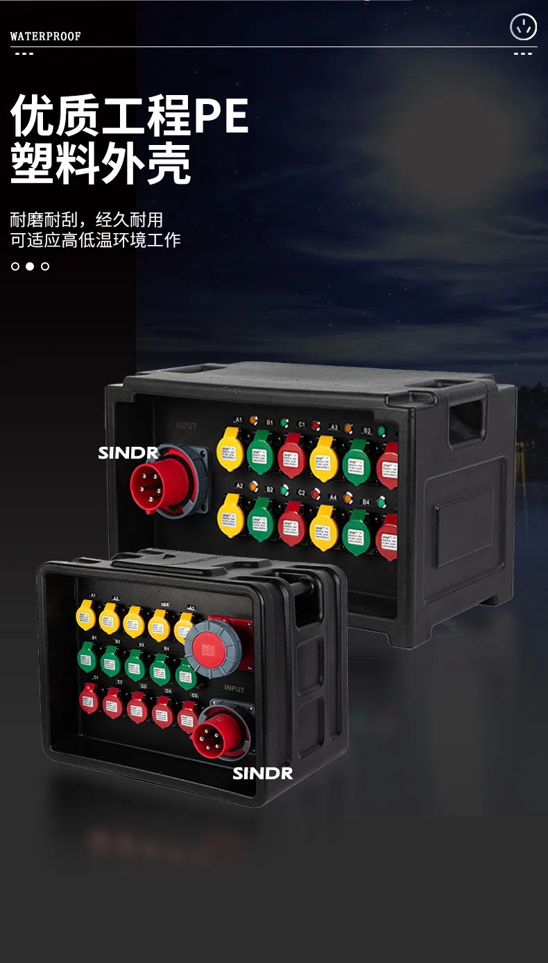Waterproof Electrical Distribution Box IP66 Portable Outdoor Mobile Power Equipment Box with MCB/RCD Industrial Cee Plug and Socket Electrical Distribution Box