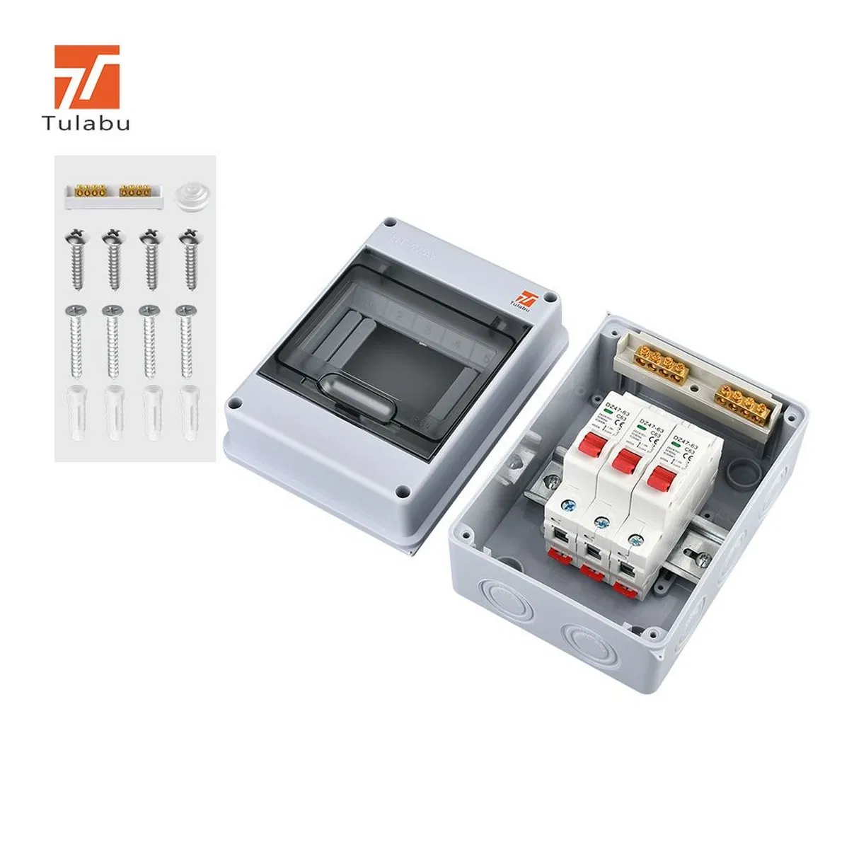 Modular ABS Power Distribution System with Magnetic Breakers 16-Circuit Expandable, DIN Rail Mount, Commercial Grade Box