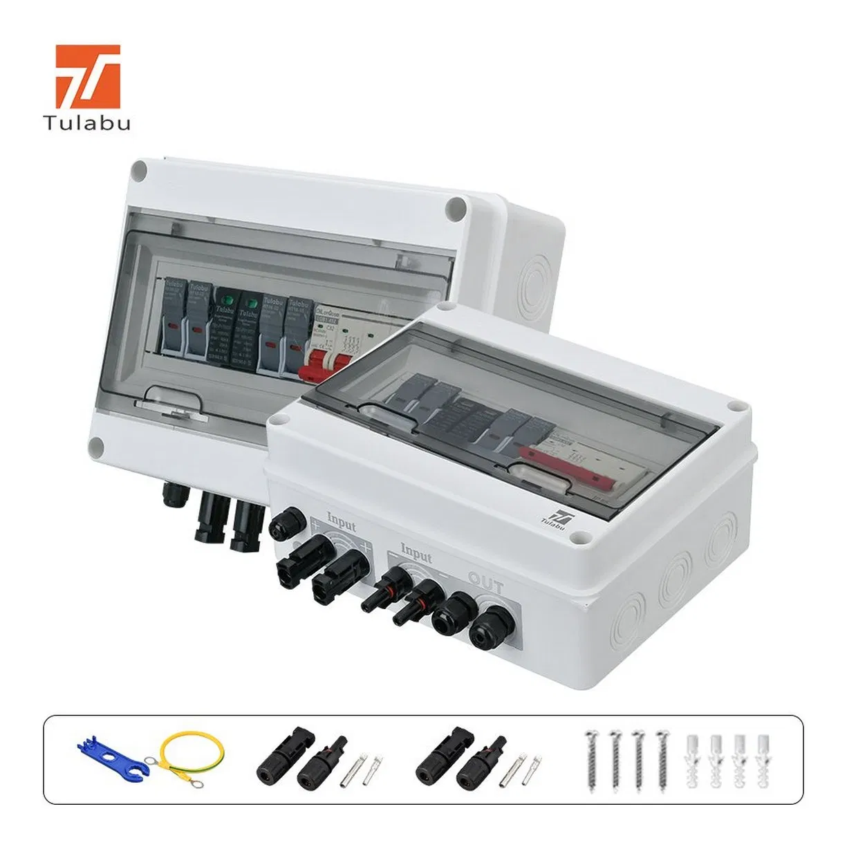Tulabu 12-Way Ht Series Surface-Mounted Waterproof MCB Plastic Distribution Box, with 7 + 5 Holes, Perfect for Solar Power Systems as a Junction Box