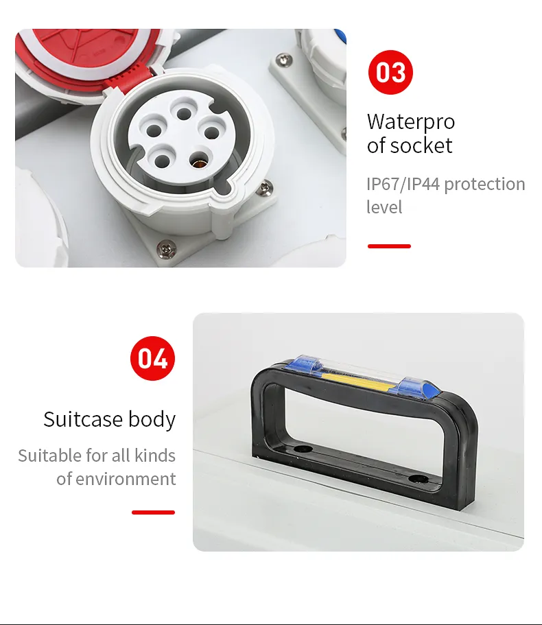 CE Waterproof Construction Power Distributor Box with 4 Schuko Multiple Sockets Wall Mounted Industrial Distribution Box