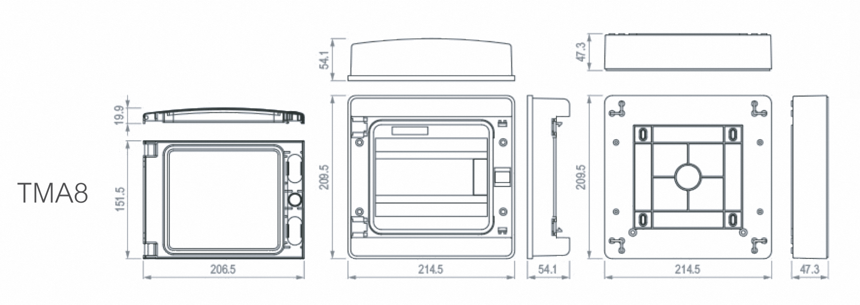 Waterproof Plastic Box TMA(HA) Series HA-8 H Distribution box