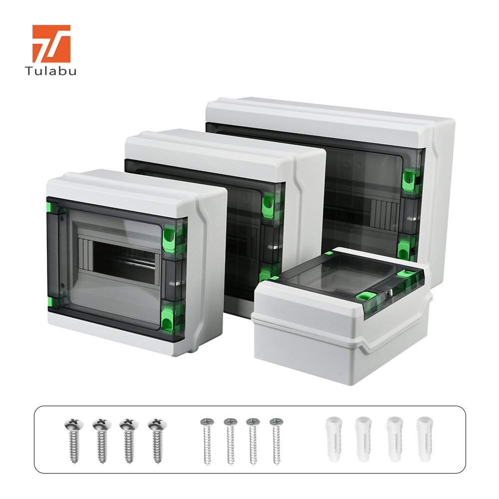 Tulabu Outdoor IP65 Waterproof Plastic Power Distribution Box Ha Series 5-9-12-18way 63A AC Surface Mount Mcb Box