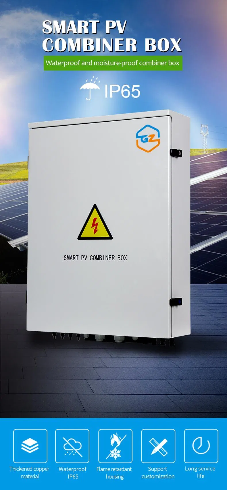 Solar PV Metal Combiner Box IP65 Outdoor Power Distribution Switch Boxes 4 in 1 out 2 4 6 8 Strings