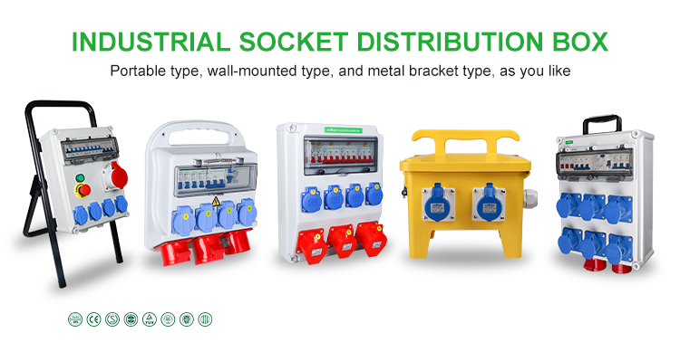 OEM Portable Power Distribution Box IP67 IP44 ABS Waterproof Industrial Temporary Socket Box for Construction Site
