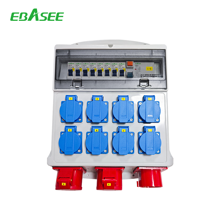 OEM Portable Power Distribution Box IP67 IP44 ABS Waterproof Industrial Temporary Socket Box for Construction Site