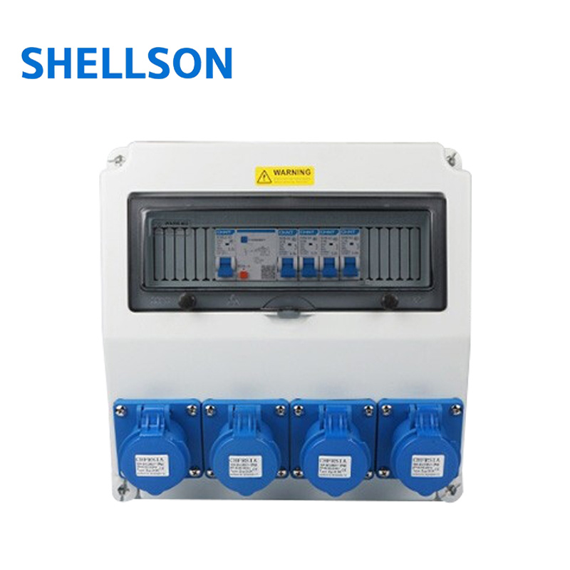 Industrial 6 Socket Box Mobile Electric Power Outlet Leakage Protection Three Phase Industrial Portable Power Distribution Box