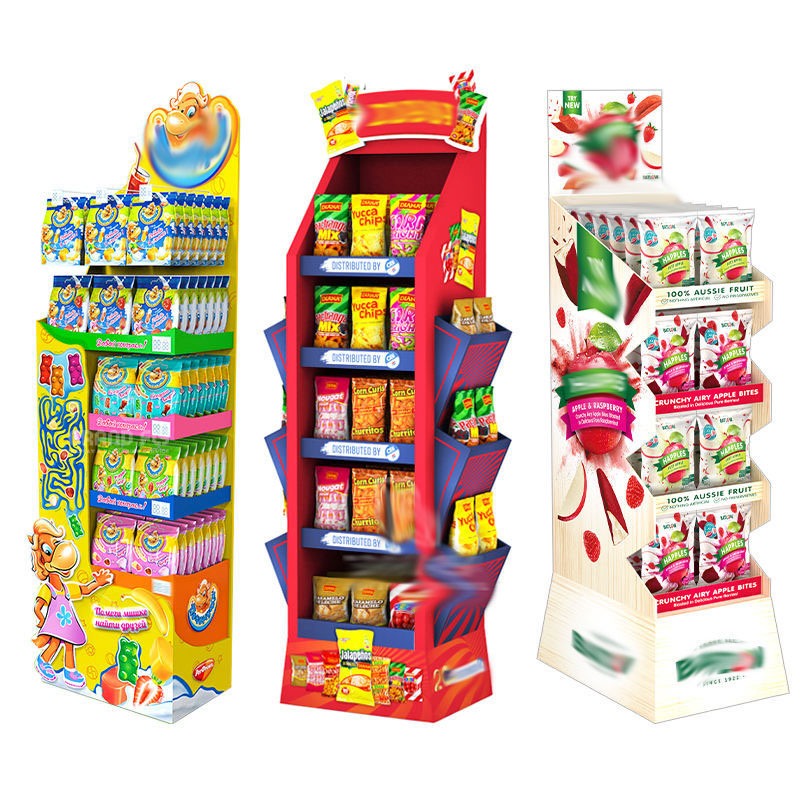 Custom Eco-Friendly Recyclable Foldable Rotating Floor Standing Cardboard Display Stand Biscuit Paper Racks For Advertising