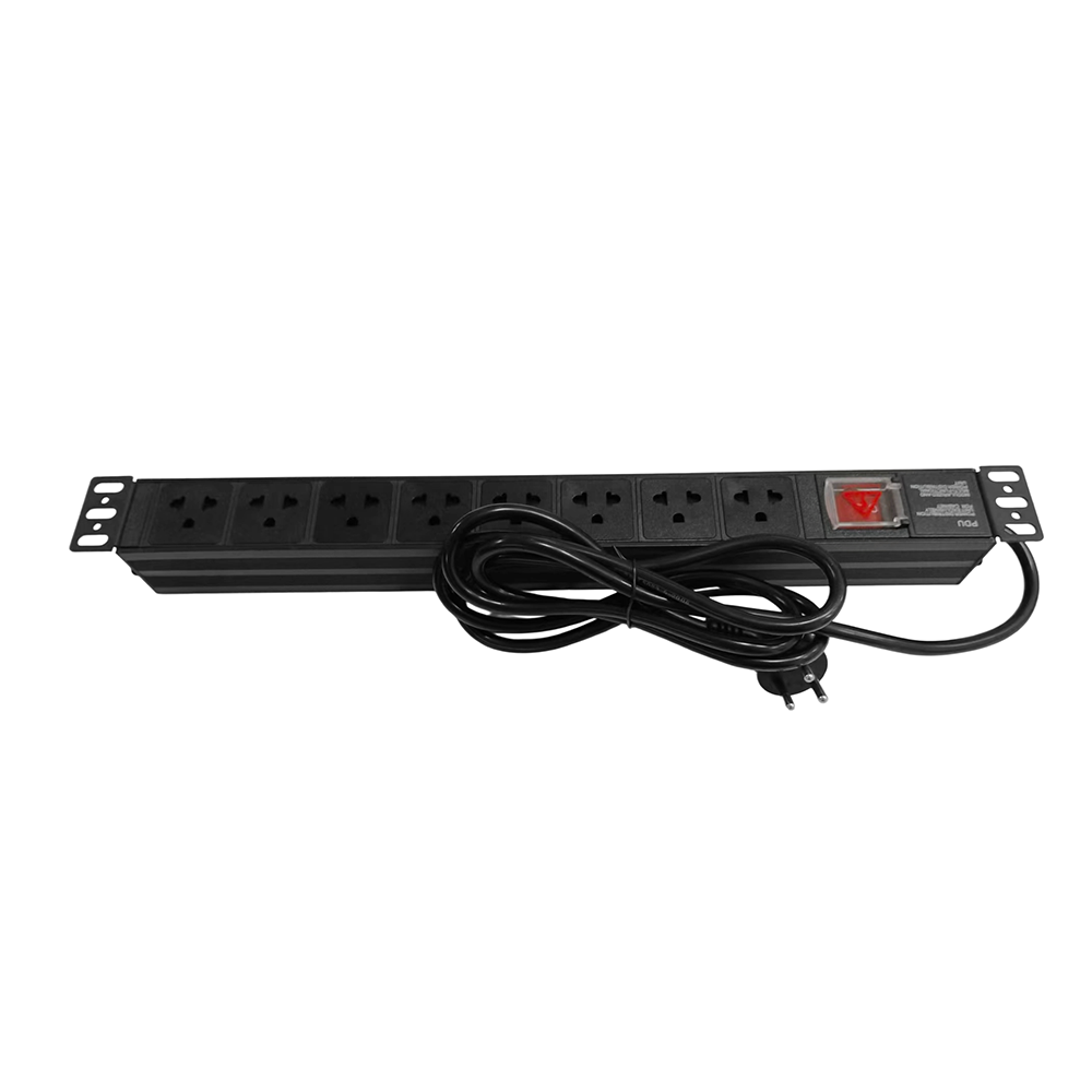 1U 8-Port Aluminum Alloy Shell Rack Cabinet Power Distribution Unit PDU Socket, Thailand 250V 16A