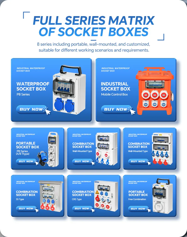 Industrial Power Distribution Box Socket Enclosure Case Waterproof Electrical Panel Equipment Circuit Breaker (MCB) Combination Box