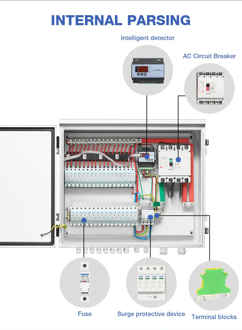Photovoltaic Power Convergence AC DC Distribution Box Lightning Protection Intelligent Convergence Box Solar 16 in 1 out 1000 Grid-Connected