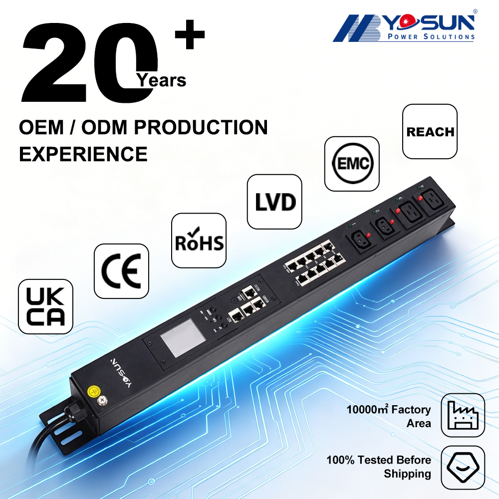 Smart 4 Ports 1.5U IEC Network PDU Popular Power Distribution Equipment with SNMP Cabinet Rack Mount