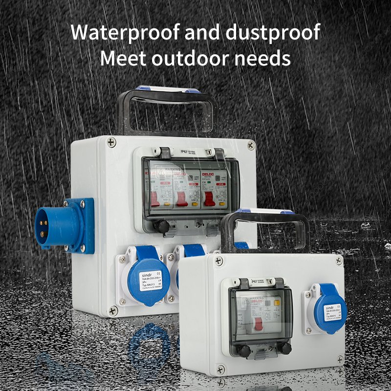 CE Waterproof Construction Power Distributor Box with 4 Schuko Multiple Sockets Wall Mounted Industrial Distribution Box