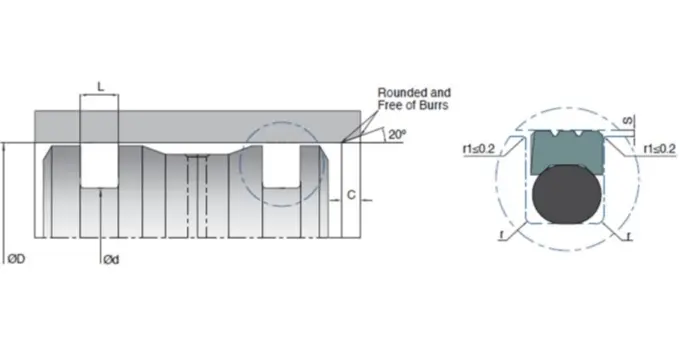 KL128 NBR PTFE Piston Seal Ring