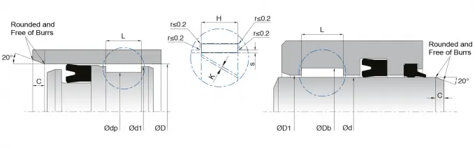 KL54 POM Guide Ring Technical Diagram