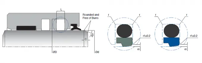 KL10 Single Acting Rod Seal Technical Drawing