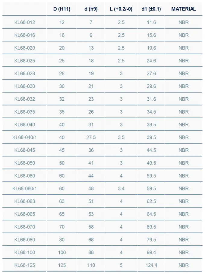 Pneumatic Piston Seals Technical Drawing