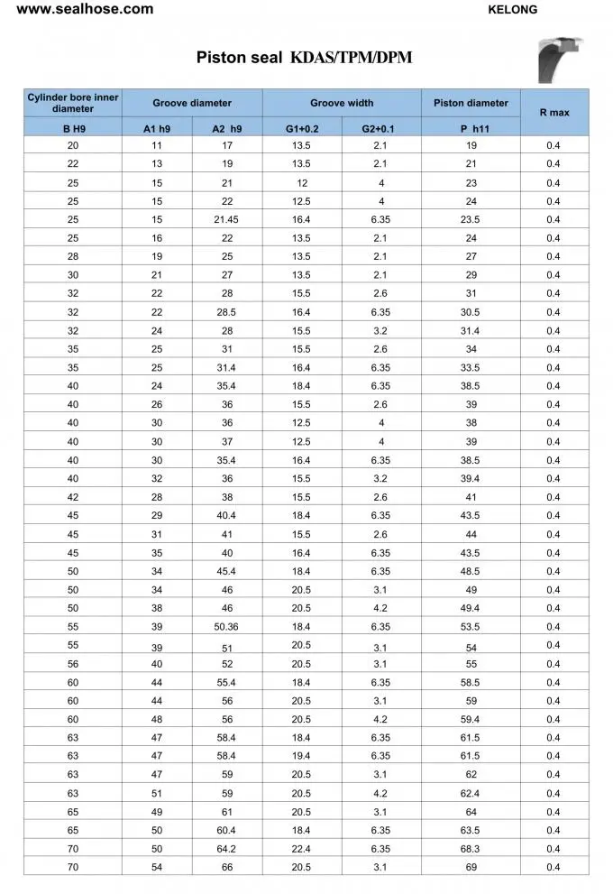 Seal Specification Chart 1