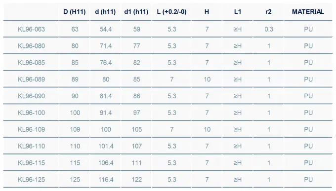 Kl96 External Double Lip Wiper Seal Types Simple Groove Design 1
