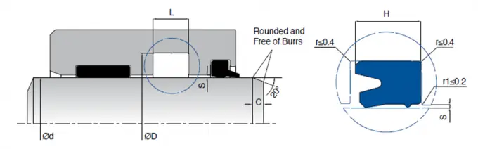KL08 Rod Seals Technical Diagram