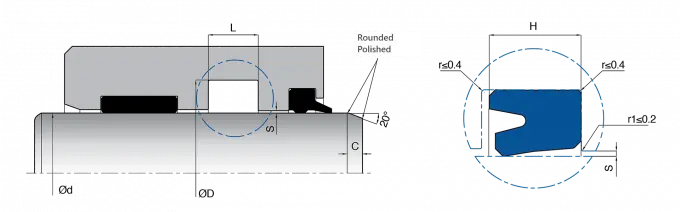 KL19 PU Hydraulic Rod Seals Technical Diagram