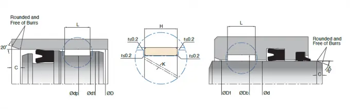 KL58 PTFE Piston Guide Ring Dimension Diagram