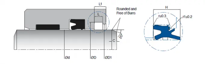 TPU Double Lip Wiper Seal Technical Drawing