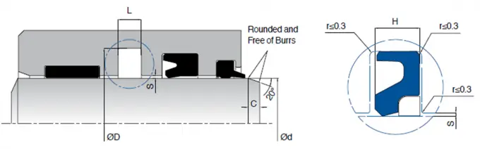 KL05 Hydraulic Rod Seals Technical Drawing