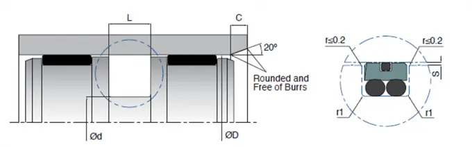 KL50 Double Acting Piston Seal Technical Drawing