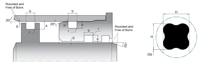 Double Acting Piston Rod Seals Low friction Elastomer X Ring NBR