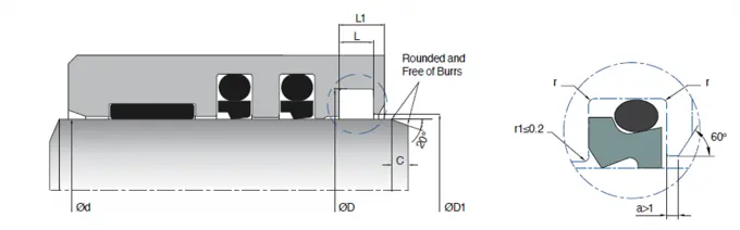KL102 Hydraulic Rod Wiper Seal Technical Drawing