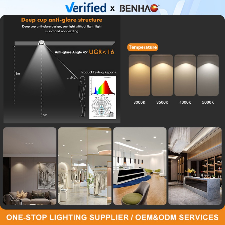 Hot Sell 220V 7W 12W 18W SMD Recessed 90° Beam Angle 100lm Ceiling Household Indoor Residential LED Down Light