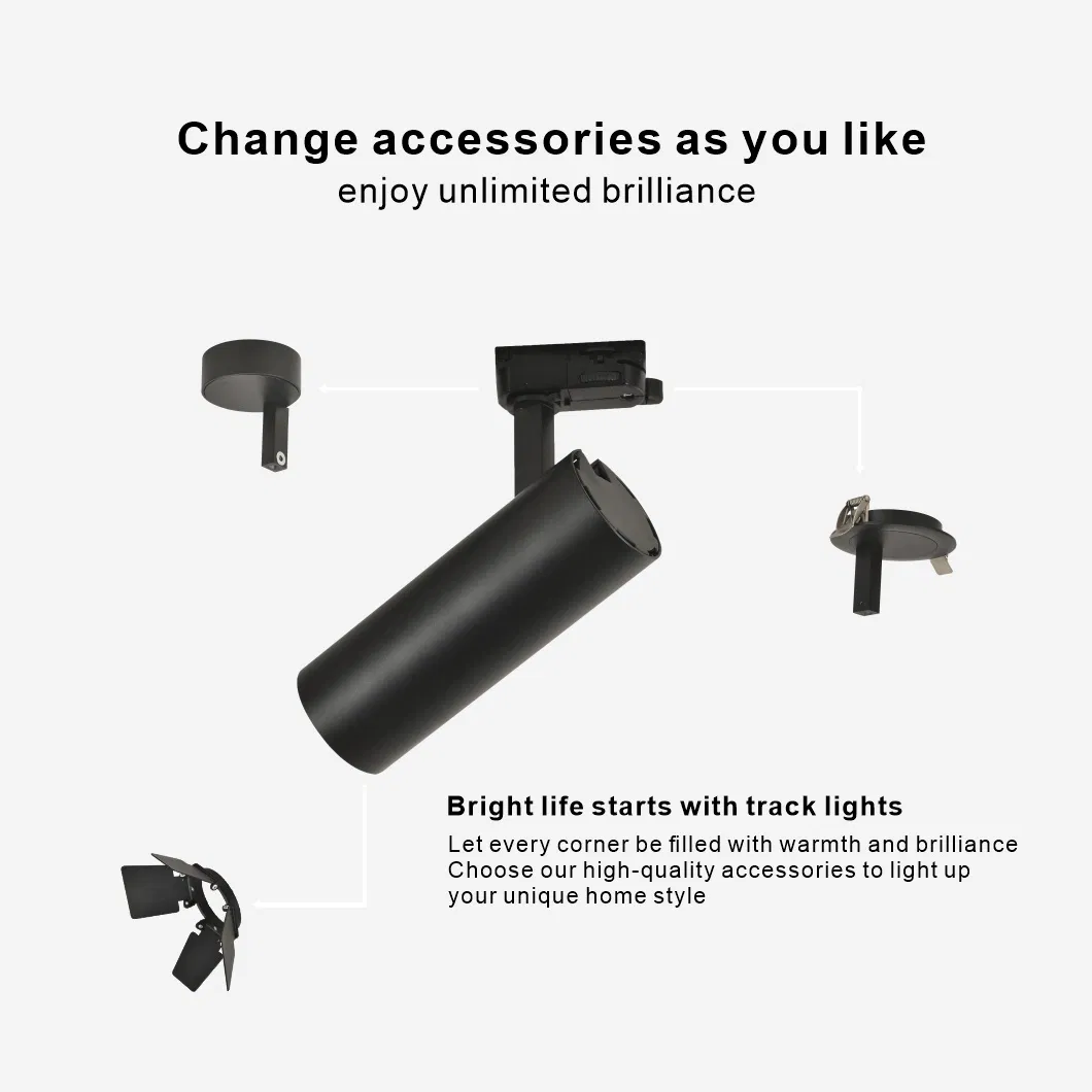 Modern Recessed Black Dimmable RoHS COB LED Track Spot Light Lighting