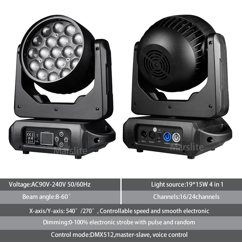 19X15W Zoom Wash Moving Head Light Luces LED DJ Club Stage Light LED Moving Head Wash Disco Light