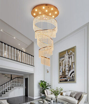 Luxury Dimmable 3 Colors Crystal LED Chandelier Villa Living Room Hotel Gold Lighting