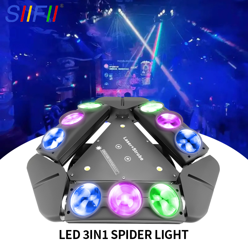 9PCS*10W Nine Heads Spider Beam Flash Light Intelligent KTV Bar Show Lighting