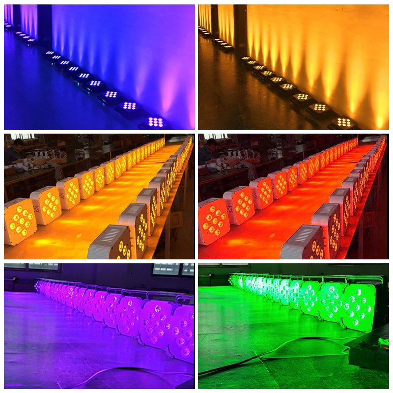 CE RoHS 2.4G Wireless DMX Battery Powered LED Flat PAR Can 9LEDs 18W Rgbwauv LED Stage Lights Wash Effect DJ Light