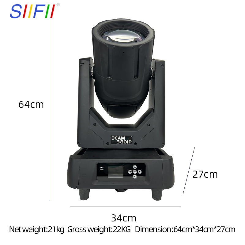 Waterproof 380W Beam Moving Head DJ Stage Light with LED Strip 2PCS with Case