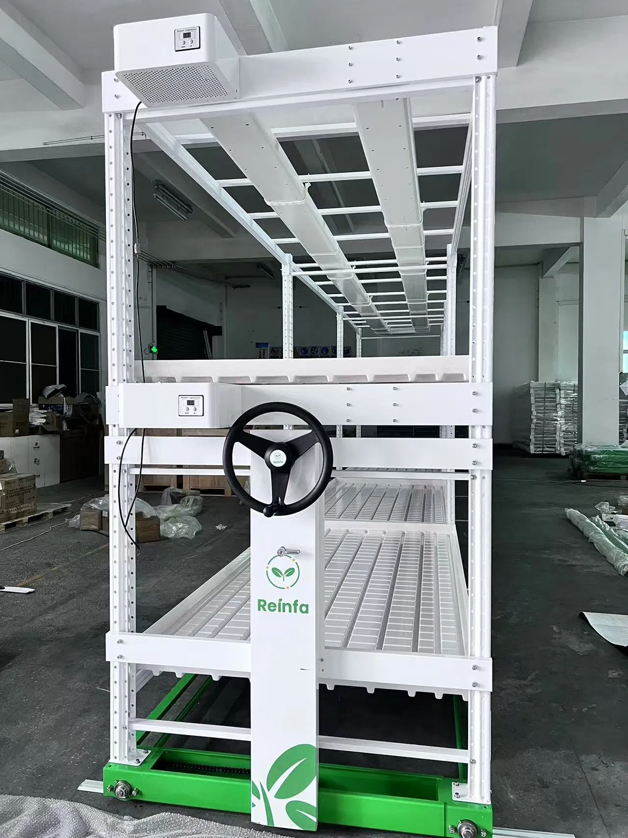 Unifarm Multi-Crop Vertical Hydroponic Racks LED Lighting and Smart Drainage Control System