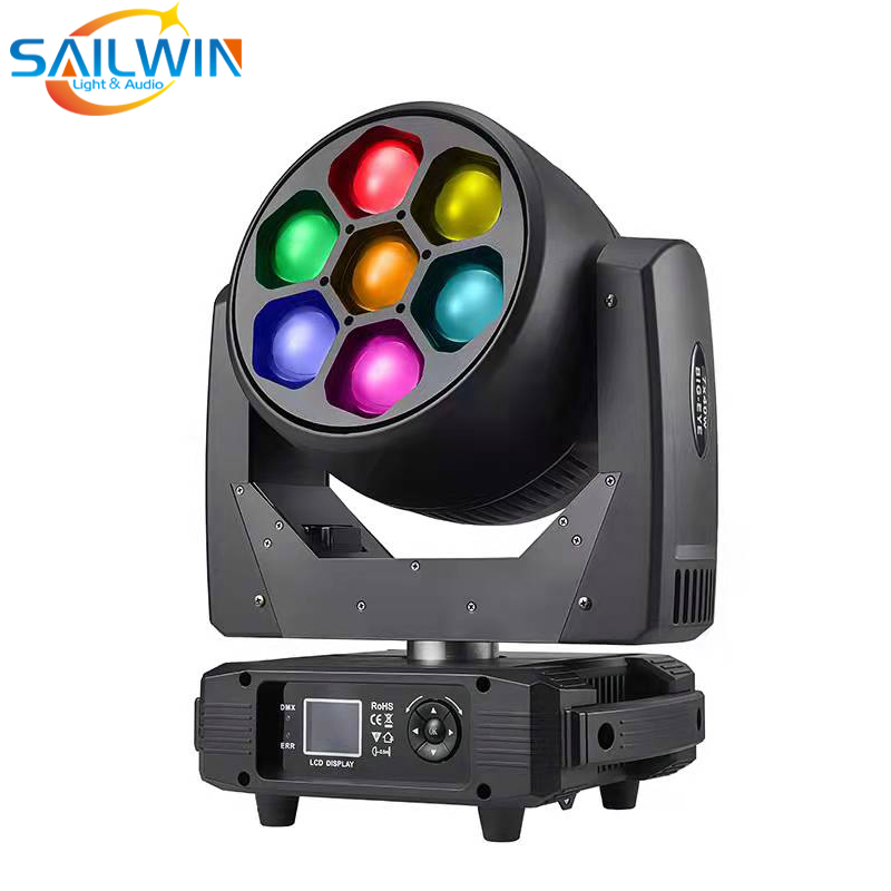 7X40W 4in1 RGBW Zoom Wash Beam LED Moving Head Bee Eyes Stage Lights