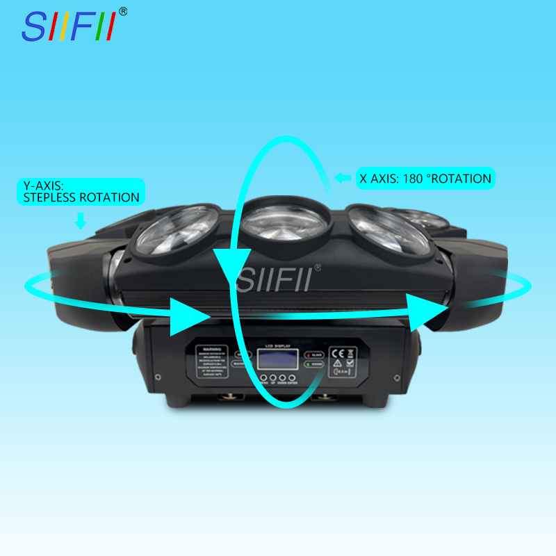 9PCS*10W Nine Heads Spider Beam Flash Light Intelligent KTV Bar Show Lighting